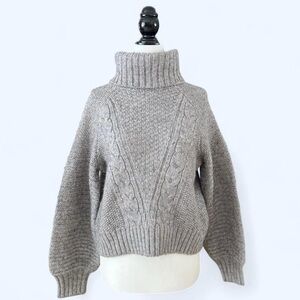Abercrombie & Fitch Grey Knit Wool Alpaca Turtle Neck Oversized Sweater Small